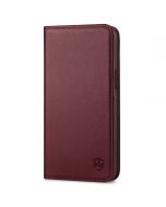 SHIELDON iPhone 13 Pro Max Wallet Case, iPhone 13 Pro Max Genuine Leather Cover - Wine Red