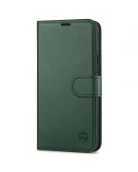 SHIELDON iPhone 13 Mini Genuine Leather Case, iPhone 13 Mini Wallet Cover with Magnetic Clasp Closure - Midnight Green