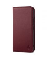SHIELDON SAMSUNG S22 Wallet Case - SAMSUNG GALAXY S22 Genuine Leather Case Folio Cover - Wine Red