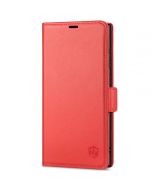 SHIELDON SAMSUNG S22 Ultra Wallet Case - SAMSUNG Galaxy S22 Ultra 5G Genuine Leather Case Folio Cover with Double Magnetic Tab Closure - Red