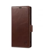 SHIELDON SAMSUNG Galaxy S23 Ultra Wallet Case, SAMSUNG S23 Ultra Leather Cover Flip Folio Book Case - Coffee - Retro