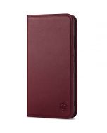 SHIELDON SAMSUNG Galaxy S24 Genuine Leather Wallet Case, SAMSUNG S24 Flip Case Folio Book Magnet Cover - Wine Red