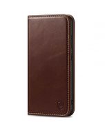 SHIELDON SAMSUNG Galaxy S24 Genuine Leather Wallet Case, SAMSUNG S24 Flip Case Folio Book Magnet Cover - Retro Coffee