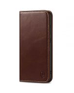 SHIELDON SAMSUNG Galaxy S24 Plus Wallet Case, SAMSUNG S24 Plus Genuine Leather Cover Flip Folio Book Case - Coffee - Retro