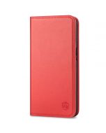 SHIELDON iPhone 14 Wallet Case, iPhone 14 Genuine Leather Cover with RFID Blocking, Book Folio Flip Kickstand Magnetic Closure - Red