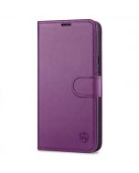 SHIELDON iPhone 14 Plus Wallet Case, iPhone 14 Plus Genuine Leather Cover Book Folio Flip Kickstand Case with Magnetic Clasp - Light Purple