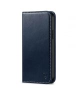 SHIELDON iPhone 14 Plus Wallet Case, iPhone 14 Plus Genuine Leather Cover with RFID Blocking, Book Folio Flip Kickstand Magnetic Closure - Dark Blue - Retro