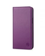 SHIELDON iPhone 14 Plus Wallet Case, iPhone 14 Plus Genuine Leather Cover with RFID Blocking, Book Folio Flip Kickstand Magnetic Closure - Light Purple