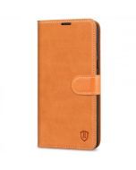 SHIELDON iPhone 14 Pro Wallet Case, iPhone 14 Pro Genuine Leather Cover with Magnetic Clasp - Brown