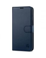 SHIELDON iPhone 14 Pro Wallet Case, iPhone 14 Pro Genuine Leather Cover with Magnetic Clasp - Navy Blue