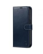 SHIELDON iPhone 14 Pro Wallet Case, iPhone 14 Pro Genuine Leather Cover with Magnetic Clasp - Dark Blue - Retro