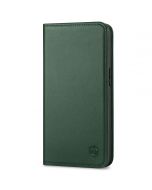 SHIELDON iPhone 14 Pro Wallet Case, iPhone 14 Pro Genuine Leather Cover Folio Case with Magnetic Closure - Midnight Green