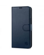 SHIELDON iPhone 14 Pro Max Wallet Case, iPhone 14 Pro Max Genuine Leather Cover with Magnetic Clasp Closure Flip Case - Navy Blue