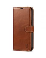 SHIELDON iPhone 14 Pro Max Wallet Case, iPhone 14 Pro Max Genuine Leather Cover with Magnetic Clasp Closure Flip Case - Brown - Retro