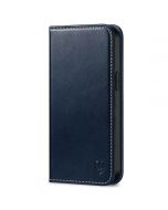 SHIELDON iPhone 14 Pro Max Wallet Case, iPhone 14 Pro Max Genuine Leather Folio Cover - Dark Blue - Retro