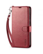 TUCCH SAMSUNG GALAXY A55 Wallet Case, SAMSUNG A55 Leather Case Folio Cover - Strap Dark Red