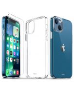 TUCCH iPhone 13 Clear TPU Case Non-Yellowing, Transparent Thin Slim Scratchproof Shockproof TPU Case with Tempered Glass Screen Protector for iPhone 13 5G 6.1-Inch Crystal Clear