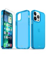 TUCCH iPhone 13 Pro Clear TPU Case Non-Yellowing, Transparent Thin Slim Scratchproof Shockproof TPU Case with Tempered Glass Screen Protector for iPhone 13 Pro 5G - Blue