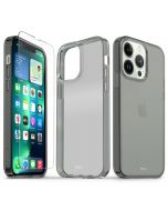 TUCCH iPhone 13 Pro Clear TPU Case Non-Yellowing, Transparent Thin Slim Scratchproof Shockproof TPU Case with Tempered Glass Screen Protector for iPhone 13 Pro 5G - Grey&Clear