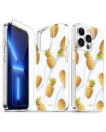 TUCCH iPhone 13 Pro Clear TPU Case Non-Yellowing, Transparent Thin Slim Scratchproof Shockproof TPU Case with Tempered Glass Screen Protector for iPhone 13 Pro 5G - Marble Pineapples