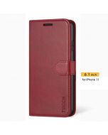 TUCCH iPhone 11 Wallet Case for Women, iPhone 11 Folio Case Thin - Dark Red