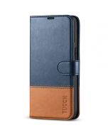 TUCCH iPhone 13 Wallet Case, iPhone 13 PU Leather Case, Folio Flip Cover with RFID Blocking, Credit Card Slots, Magnetic Clasp Closure - Blue & Brown