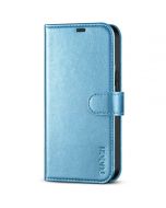 TUCCH iPhone 13 Wallet Case, iPhone 13 PU Leather Case, Folio Flip Cover with RFID Blocking, Credit Card Slots, Magnetic Clasp Closure - Shiny Light Blue