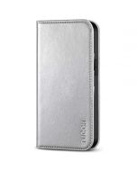 TUCCH iPhone 13 Wallet Case, iPhone 13 PU Leather Case, Flip Cover with Stand, Credit Card Slots, Magnetic Closure - Shiny Silver