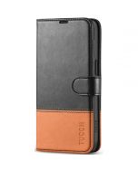 TUCCH iPhone 15 Wallet Case, iPhone 15 PU Leather Case-Black & Brown