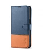 TUCCH iPhone 15 Plus Wallet Case, iPhone 15 Plus Leather Cover - Dark Blue & Brown