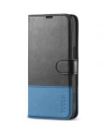 TUCCH iPhone 15 Plus Wallet Case, iPhone 15 Plus Leather Cover - Black & Light Blue