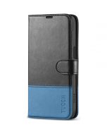 TUCCH iPhone 15 Pro Wallet Case, iPhone 15 Pro Leather Case - Black & Light Blue