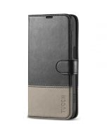 TUCCH iPhone 15 Pro Max Leather Wallet Case, iPhone 15 Pro Max Flip Phone Case - Black & Grey