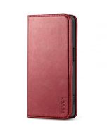 TUCCH iPhone 15 Pro Max Leather Wallet Case, iPhone 15 Pro Max Folio Phone Case - Dark Red