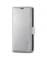 TUCCH SAMSUNG S22 Ultra Wallet Case, SAMSUNG Galaxy S22 Ultra PU Leather Cover Book Flip Folio Case - Shiny Silver