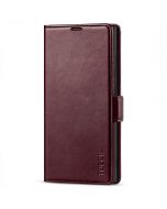 TUCCH SAMSUNG S22 Ultra Wallet Case, SAMSUNG Galaxy S22 Ultra PU Leather Cover Book Flip Folio Case with Dual Magnetic Tab - Wine Red