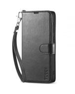 TUCCH SAMSUNG GALAXY S23FE Wallet Case, SAMSUNG S23FE PU Leather Case Flip Cover - Wrist Strap Black