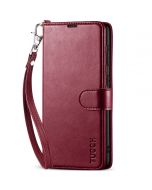 TUCCH SAMSUNG GALAXY S23FE Wallet Case, SAMSUNG S23FE PU Leather Case Flip Cover - Wrist Strap Wine Red