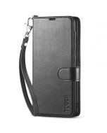 TUCCH SAMSUNG GALAXY S23 Plus Wallet Case, SAMSUNG S23 Plus PU Leather Case Book Flip Folio Cover - Wrist Strap - Black