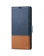 TUCCH SAMSUNG S23 Ultra Wallet Case, SAMSUNG Galaxy S23 Ultra PU Leather Cover Book Flip Folio Case - Dark Blue & Brown