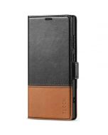 TUCCH SAMSUNG S24 Ultra Wallet Case, SAMSUNG Galaxy S24 Ultra PU Leather Cover Book Flip Folio Case - Black & Brown