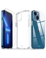 TUCCH iPhone 13 Mini Clear TPU Case Non-Yellowing, Transparent Thin Slim Scratchproof Shockproof TPU Case with Tempered Glass Screen Protector for iPhone 13 Mini 5G 5.4-Inch Crystal Clear