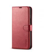 TUCCH iPhone 14 Plus Wallet Case, Mini iPhone 14 Plus 6.7-inch Leather Case, Folio Flip Cover with RFID Blocking, Stand, Credit Card Slots, Magnetic Clasp Closure - Dark Red