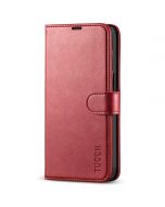 TUCCH iPhone 14 Wallet Case, iPhone 14 PU Leather Case, Folio Flip Cover with RFID Blocking, Credit Card Slots, Magnetic Clasp Closure - Dark Red