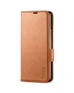 TUCCH SAMSUNG GALAXY Z FOLD4 5G Wallet Case with S Pen Holder Dual Magnetic Tab Closure Book Folio Flip Style - Light Brown