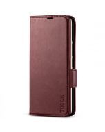 TUCCH SAMSUNG GALAXY Z FOLD4 5G Wallet Case with S Pen Holder Dual Magnetic Tab Closure Book Folio Flip Style - Wine Red