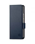 SHIELDON SAMSUNG Galaxy Z Fold5 Flip Case, SAMSUNG Z Fold 5 Genuine Leather Flip Cover - Navy Blue