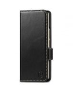 SHIELDON SAMSUNG Galaxy Z Fold5 Kickstand Case, SAMSUNG Z Fold 5 Genuine Leather Kickstand Cover - Retro  Black