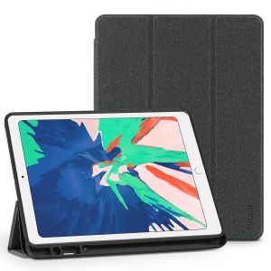 TUCCH iPad Air 3 10.5-inch 2019 Leather Case Cover with Auto Sleep/Wake, Trifold Stand, Pencil Holder - Cloth Texture Black