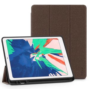 TUCCH iPad Air 3 10.5-inch 2019 Kickstand Case with Auto Sleep/Wake, Trifold Stand, Pencil Holder Cloth Texture - Brown